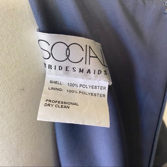 Social Gray Blue Bridesmaids Ruffle Sleeve V-neck Dress 8188 - Picture 5 of 5